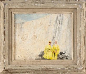 RICHARD E. HOWARD (Massachusetts, 1912-1996), Two figures in front of Niagara Falls., Oil on canvas,
