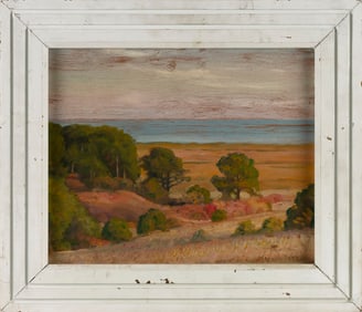 HAROLD C. DUNBAR (Massachusetts, 1882-1953), Coastal view, Chatham, Massachusetts., Oil on board,