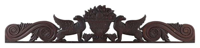 DECORATIVE CARVED MAHOGANY PANEL 19th Century Height 14.5". Width 69.5".