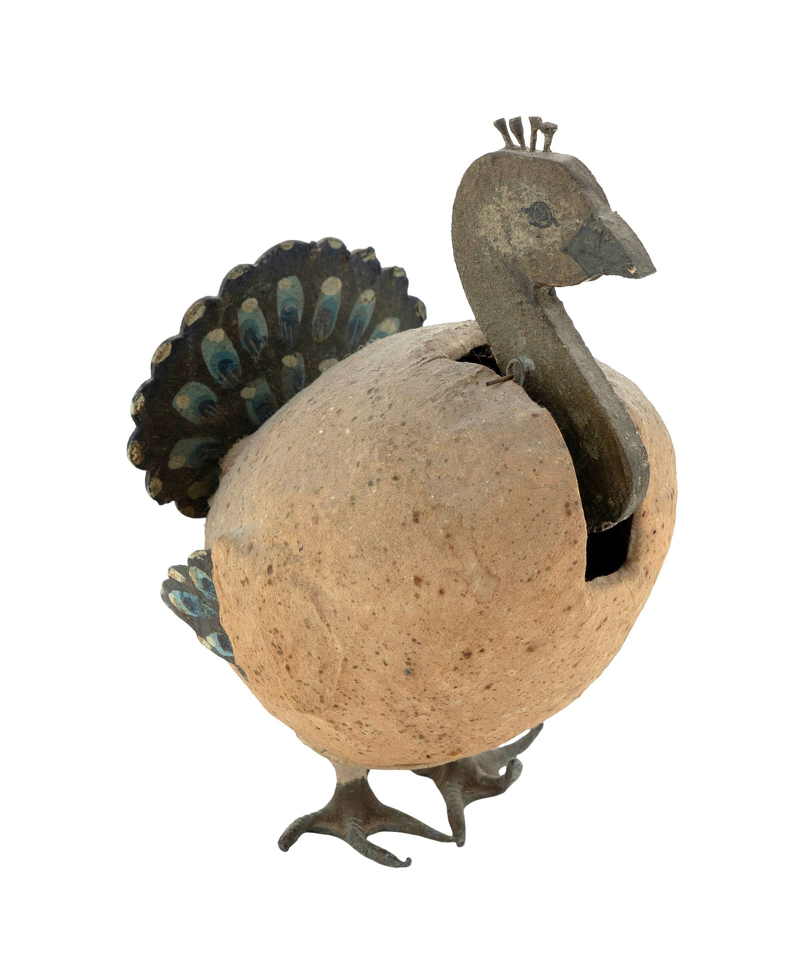 UNUSUAL PEACOCK NODDING TOY Late 19th/Early 20th Century Height 7".