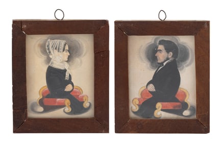 JAMES SANFORD ELLSWORTH (Connecticut, 1802-1874), Miniature profile portraits of Mr. & Mrs. C.T.
