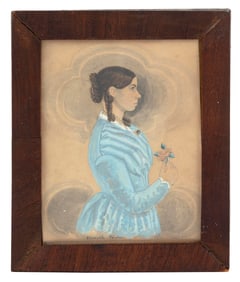 JAMES SANFORD ELLSWORTH (Connecticut/Massachusetts, 1802-1874), Miniature profile portrait of Mrs.
