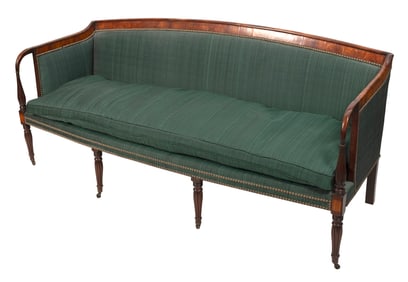 FEDERAL MAHOGANY AND FLAME BIRCH VENEER SOFA North Shore of Massachusetts or Portsmouth, New