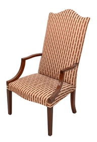 FEDERAL MAHOGANY LOLLING CHAIR New England, 19th Century Back height 47". Seat height 16.5".