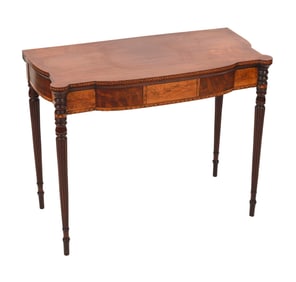 FEDERAL MAHOGANY INLAID CARD TABLE ATTRIBUTED TO JOHN AND THOMAS SEYMOUR Boston, Early 19th Century