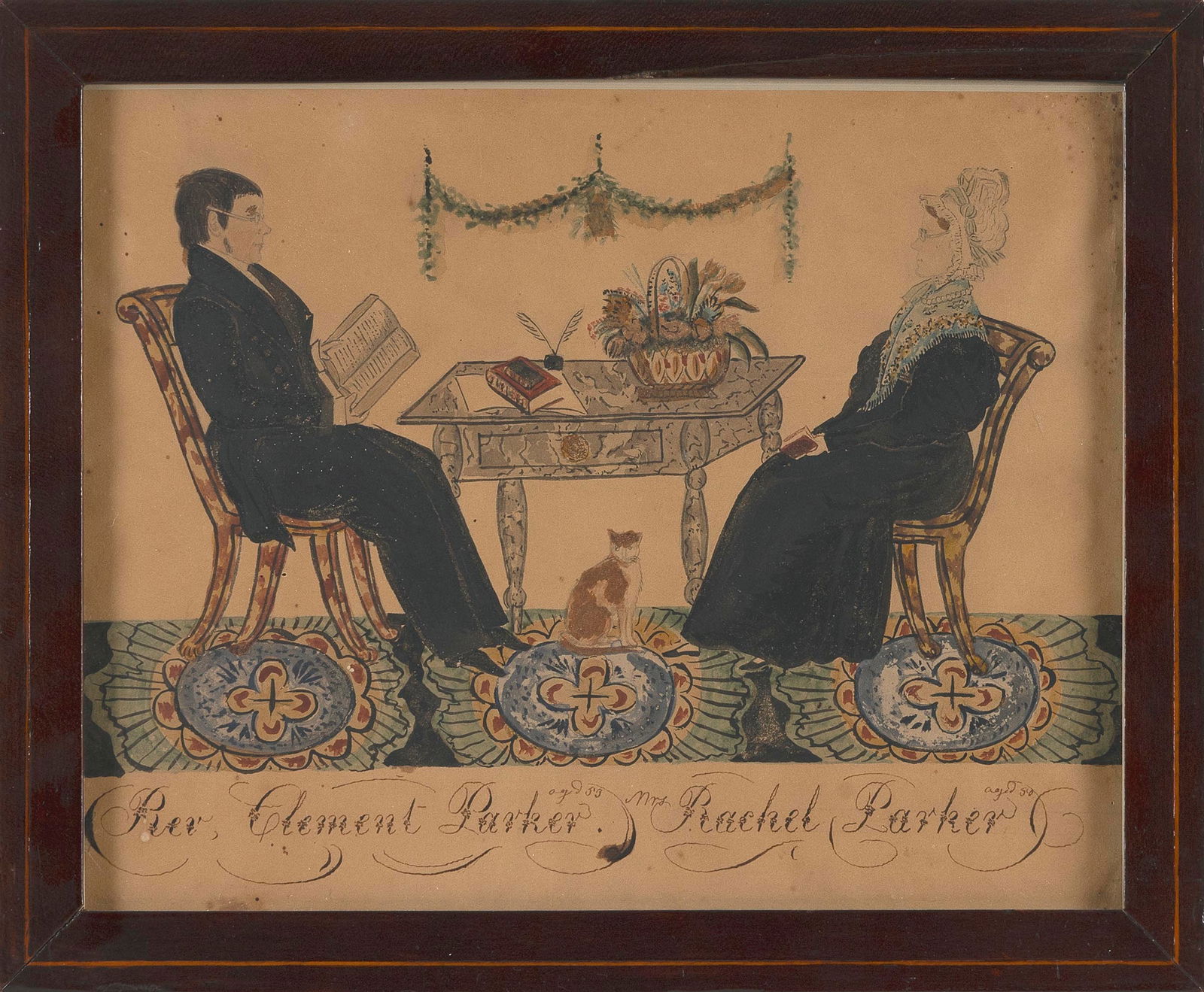 JOSEPH H. DAVIS (New Hampshire/Maine, 1811-1865), Portrait of Clement Parker, his wife Rachel, and (1 of 6)