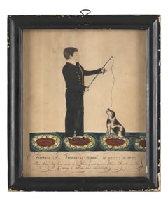 JOSEPH H. DAVIS (New Hampshire/Maine, 1811-1865), Profile portrait of Gideon Varney playing with his