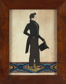 JOSEPH H. DAVIS (New Hampshire/Maine, 1811-1865), Profile portrait of J.W. Sanborn., Watercolor, pen