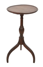 GRAIN-PAINTED MAPLE AND CHERRY DISH-TOP CANDLESTAND New England, Probably Connecticut, 19th Century