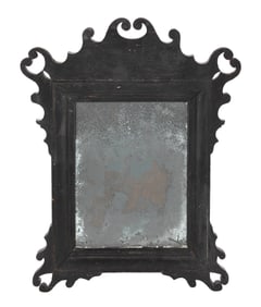 SMALL CHIPPENDALE LOOKING GLASS 18th Century Height 19". Maximum width 15".
