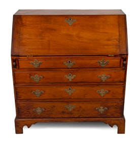 QUEEN ANNE HARDWOOD SLANT-LID DESK Late 18th Century Height 42". Width 38.5". Depth 20".