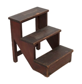 SET OF PAINT-DECORATED LIBRARY OR BED STEPS Late 19th/Early 20th Century Height 20.5". Width 18".