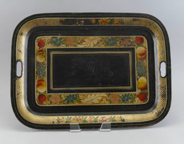 HAND-PAINTED TOLE TRAY 19th Century 22" x 16.25".