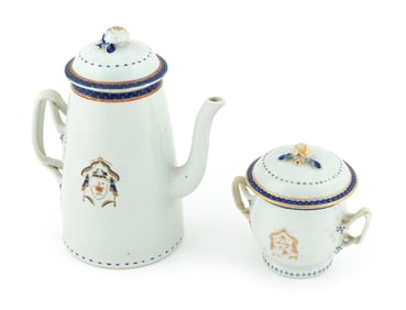 TWO PIECES OF CHINESE EXPORT ARMORIAL PORCELAIN 19th Century