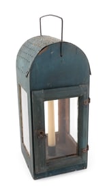 CANDLE LANTERN Late 18th/Early 19th Century Height 16.5". Width 7.25". Depth 7.5".