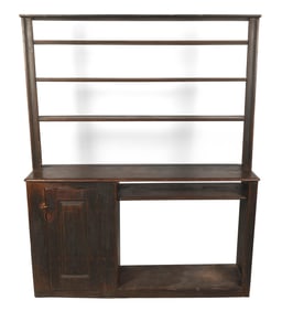 FINE PAINTED PINE PEWTER DRESSER New England, Circa 1750 Height 78". Width 62". Depth 14".
