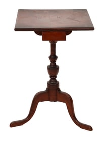 FEDERAL CHERRY CANDLESTAND WITH RARE INTEGRATED DRAWER Connecticut, Circa 1790 Height 26". Width