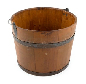 PAINTED WOODEN PAIL Possibly New Lebanon, New York, 19th Century Height to rim 9.25". Diameter 12".