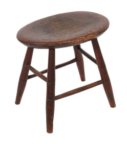 RED PAINTED WINDSOR STOOL 19th Century Height 13".