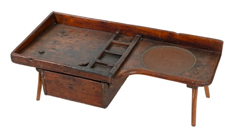 COBBLER'S BENCH 19th Century Height 16.75". Width 46.75". Depth 22".