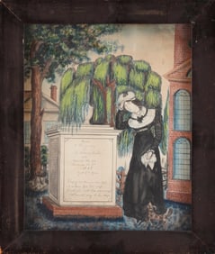 AMERICAN SCHOOL (19th Century,), Memorial "Sacred to the memory of Mrs. Rebecca Barber who departed