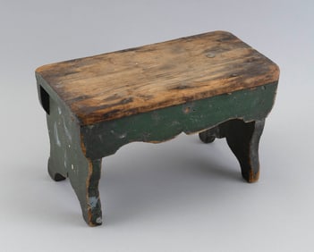 GREEN PAINTED PINE CRICKET 19th Century Height 7". Length 12". Width 6.25".