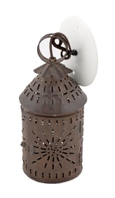 PUNCHED TIN REVERE CANDLE LANTERN, 19th Century Height 11".