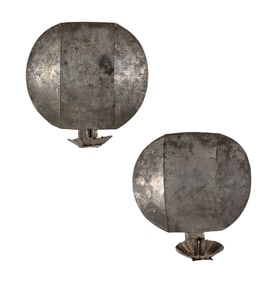 PAIR OF PEWTER WALL SCONCES 19th Century Heights 10.5".
