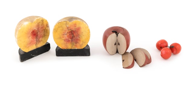THREE PIECES OF FRUIT DECOR 19th and 20th Century Heights 2.25" and 3.5".