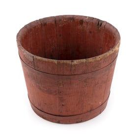 BUCKET WITH OLD RED STAIN 19th Century Height 10". Diameter 12".