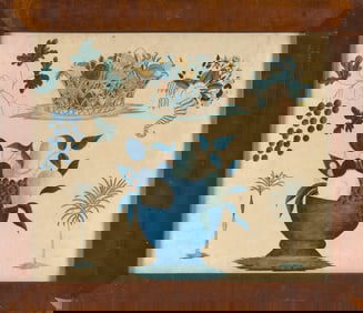 AMERICAN SCHOOL (Vermont, Circa 1835-1840), Composition study, Mixed media on paper, 17" x 20.5".