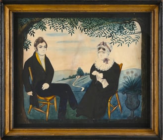 ATTRIBUTED TO DUPUE (THE GUILFORD LIMNER) (Kentucky, Dated 1820), Portrait of Mr. and Mrs. James