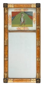 CLASSICAL GRAIN-PAINTED AND GILT-DECORATED LOOKING GLASS America, Second Quarter of the 19th Century