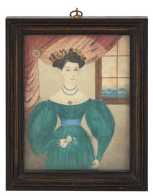 AMERICAN SCHOOL (19th Century,), Miniature portrait of Eliza Fowler of Northbridge, Massachusetts,
