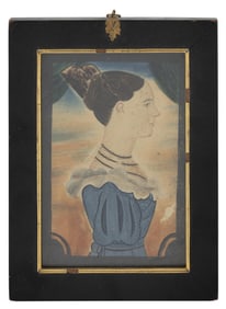 EDWIN PLUMMER (Massachusetts, 1802-1880), Miniature profile portrait of Miss Stevens, from the area