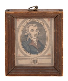 PRINTED BUST PORTRAIT OF "GEN.L HAMILTON" Framed 5" x 4".