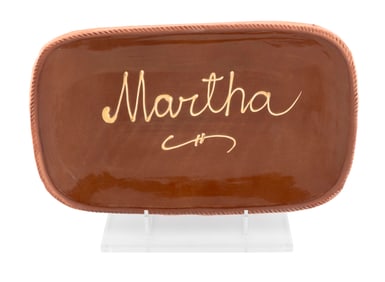 CONTEMPORARY REDWARE "MARTHA" PLATTER 20th Century Length 16".