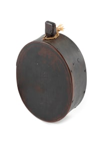 ELISHA (ELIJAH) BURR OVAL WOODEN CANTEEN Hingham, Massachusetts, 19th Century Height 1.75". Length