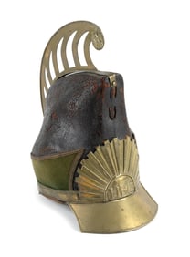 EXCEEDINGLY RARE HINGHAM RIFLE COMPANY HELMET 1820s Height 13".