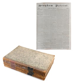 FOUR BOUND COLLECTIONS OF "THE HINGHAM PATRIOT" NEWSPAPER 19th Century 20.5" x 14.5".