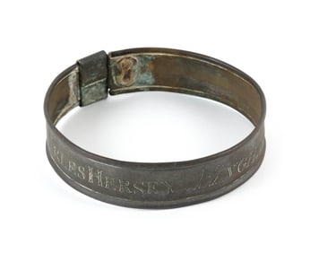 BRASS DOG COLLAR ENGRAVED "CHARLES HERSEY HINGHAM" Hingham, Massachusetts, 19th Century Diameter 6".
