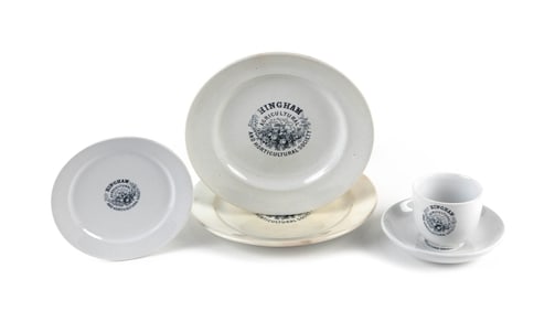 HINGHAM AGRICULTURAL AND HORTICULTURAL SOCIETY CHINA SERVICE FOR SIX Circa 1867 Dinner plate