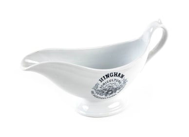 HINGHAM AGRICULTURAL AND HORTICULTURAL SOCIETY GRAVY BOAT Circa 1867 Length 10".