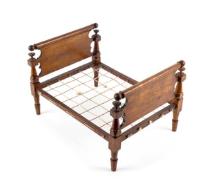 AUGUSTUS LINCOLN HUDSON DOLL'S CANNONBALL BED Hingham, Massachusetts, 19th Century Height 9". Length