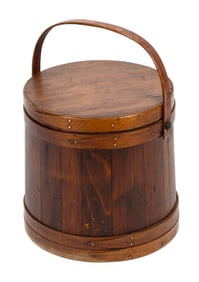 VERY LARGE C. WILDER & SON FIRKIN Hingham, Massachusetts, 19th Century Height 14.5". Diameter 14".