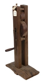STRAW CRUSHER USED IN THE MAKING OF HATS Early 19th Century Height 37".