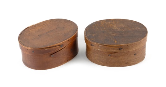 TWO PANTRY BOXES 19th Century Heights 2.75". Lengths 6.5".
