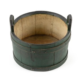 NELSON CORTHELL PAINTED TUB Hingham, Massachusetts, 19th Century Height 6". Diameter 7.75".