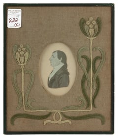 SILHOUETTE OF CAPTAIN BARNABAS LINCOLN, FAMOUSLY CAPTURED BY PIRATES 19th Century Watercolor on
