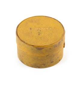 COTTON HERSEY MINIATURE YELLOW PAINTED PANTRY BOX Hingham, Massachusetts, 19th Century Height 2".